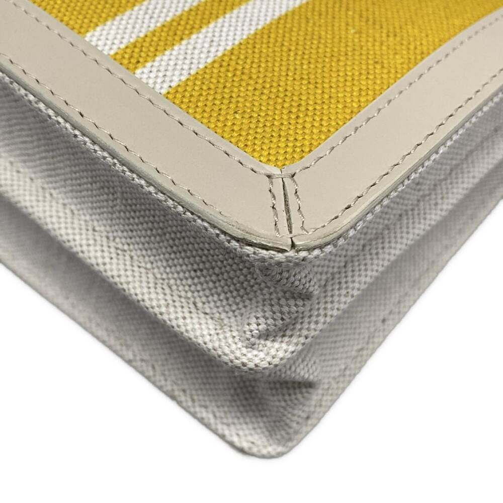 Balenciaga Navy Pochette Shoulder Bag 339937 Yellow Cream Canvas Leather - Picture 6 of 15